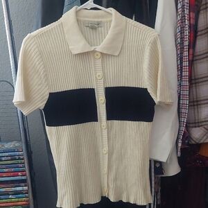 Vintage 90s Y2K Ribbed Knit Henley Sweater Shirt Casual XL